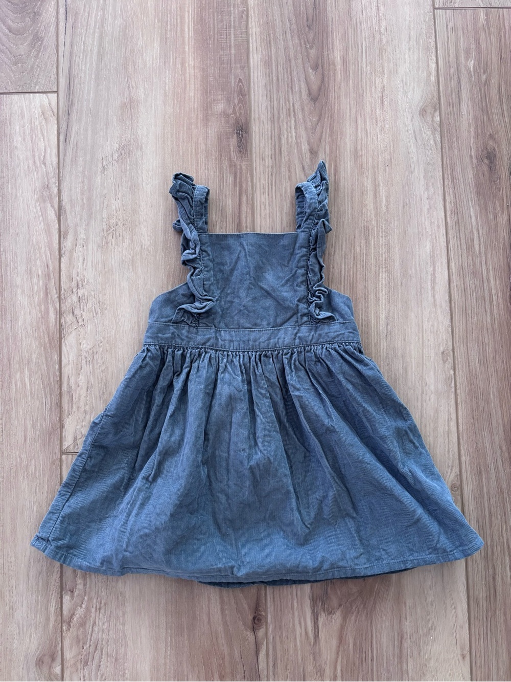 Girls' Ruffle Strap Denim-Blue Dress